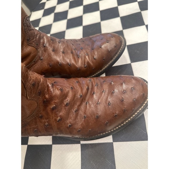 Tony Lama Ostrich Western Cowboy Boots Mens Brown Leather size 11D - Picture 4 of 9